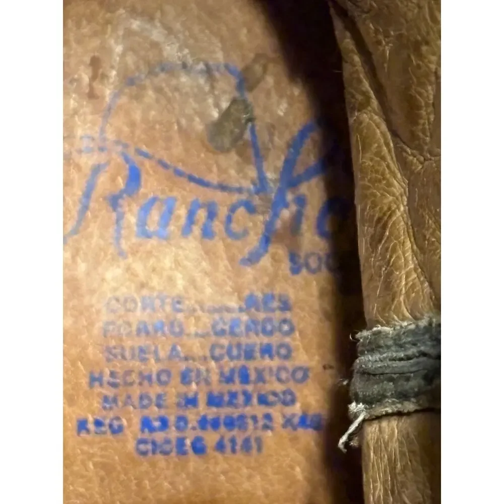 Rancho Mexican Made LongToe Sting Ray Embossed Western Leather Mens 9.5 EE Boots